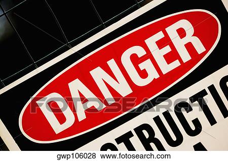 Close-up of a warning sign View Large Photo Image Stock Photo - Close-up of a warning sign. Fotosearch
