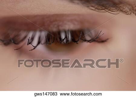Close-up of a young woman's eyelashes View Large Photo Image Stock Image - Close-up of a young woman's eyelashes. Fotosearch