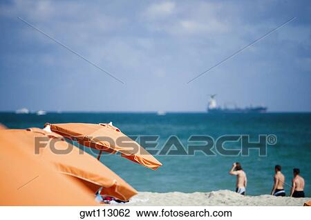 Beach umbrellas on the beach View Large Photo Image Stock Image - Beach umbrellas on the beach. Fotosearch