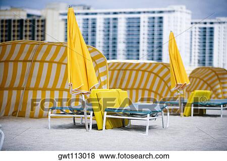 Empty lounge chairs on the beach View Large Photo Image Stock Photo - Empty lounge chairs on the beach. Fotosearch