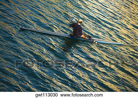 High angle view of a person kayaking View Large Photo Image Stock Image - High angle view of a person kayaking. Fotosearch
