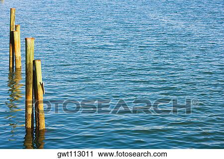 High angle view of wooden posts in the sea View Large Photo Image Stock Image - High angle view of wooden posts in the sea. Fotosearch