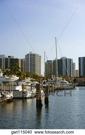 Boats moored at a dock, Miami, Florida, USA View Large Photo Image Stock Image - Boats moored at a dock, Miami, Florida, USA. Fotosearch