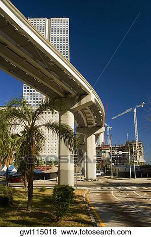 Low angle view of an elevated road, Miami, Florida, USA View Large Photo Image Stock Photo - Low angle view of an elevated road, Miami, Florida, USA. Fotosearch