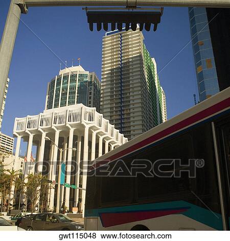 Low angle view of skyscrapers, Miami, Florida, USA View Large Photo Image Stock Photo - Low angle view of skyscrapers, Miami, Florida, USA. Fotosearch