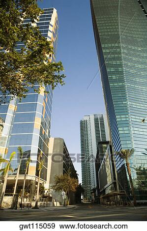 Low angle view of skyscrapers, Miami, Florida, USA View Large Photo Image Stock Photo - Low angle view of skyscrapers, Miami, Florida, USA. Fotosearch