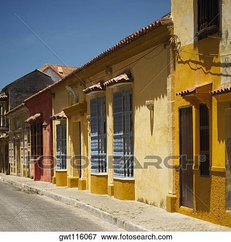 Buildings along a road, Cartagena, Colombia View Large Photo Image Stock Photo - Buildings along a road, Cartagena, Colombia. Fotosearch