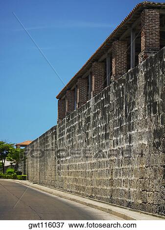 Fortified wall of a castle, Castillo de San Felipe, Cartagena, Colombia View Large Photo Image Stock Photo - Fortified wall of a castle, Castillo de San Felipe, Cartagena, Colombia. Fotosearch