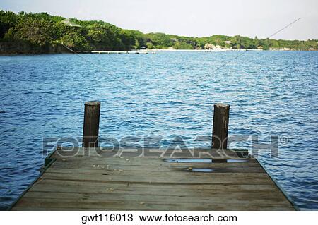 Stock Image - High angle view of a pier in the sea. Fotosearch