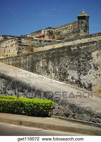 Low angle view of a castle, Castillo de San Felipe, Cartagena, Colombia View Large Photo Image Stock Image - Low angle view of a castle, Castillo de San Felipe, Cartagena, Colombia. Fotosearch