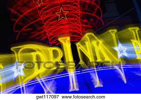 Stock Photo - Close-up of a glowing neon sign, Las Vegas, Nevada, USA. Fotosearch
