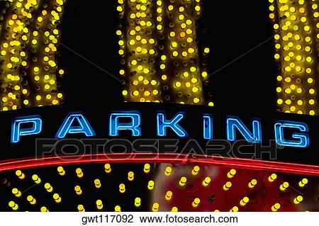 Stock Image - Close-up of a parking sign, Las Vegas, Nevada, USA. Fotosearch