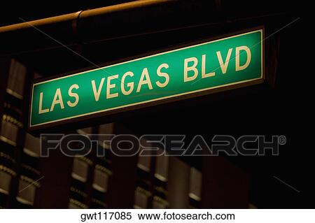 Stock Photography - Low angle view of a street name sign, Las Vegas, Nevada, USA. Fotosearch