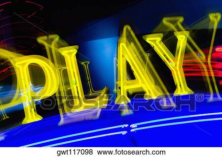 Stock Photo - Neon sign lit up at night, Las Vegas, Nevada, USA. Fotosearch