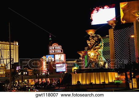 Buildings lit up at night, Las Vegas, Nevada, USA View Large Photo Image Stock Photo - Buildings lit up at night, Las Vegas, Nevada, USA. Fotosearch