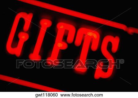 Stock Image - Close-up of a glowing neon sign, Las Vegas, Nevada, USA. Fotosearch