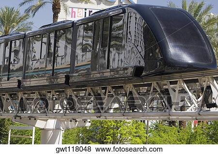 Stock Photo - Close-up of a monorail, Las Vegas, Nevada, USA. Fotosearch