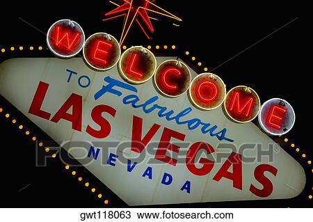 Stock Image - Close-up of Las Vegas sign board, Las Vegas, Nevada, USA. Fotosearch