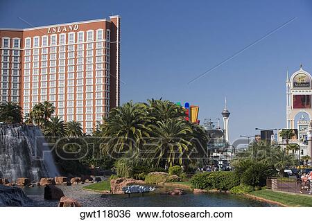 Stock Photograph - Fountain in front of a building, Las Vegas, Nevada, USA. Fotosearch