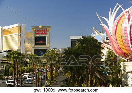 Stock Photography - High angle view of traffic moving on a street, Las Vegas, Nevada, USA. Fotosearch