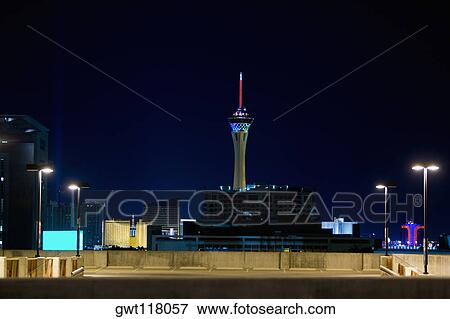 Stock Photo - High section view of a tower, Stratosphere Hotel and Casino, Las Vegas, Nevada, USA. Fotosearch