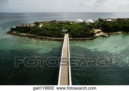 Aerial view of a bridge leading to an island, Coral World, Nassau, Bahamas View Large Photo Image Stock Image - Aerial view of a bridge leading to an island, Coral World, Nassau, Bahamas. Fotosearch