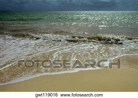 Stock Photograph - Scenic view of a beach on a sunny day, Freeport, Grand Bahamas, Bahamas. Fotosearch