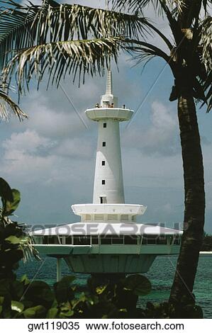 Spectacular view of a lighthouse at Coral World, Nassau, Bahamas. View Large Photo Image Stock Photography - Spectacular view of a lighthouse at Coral World, Nassau, Bahamas.. Fotosearch