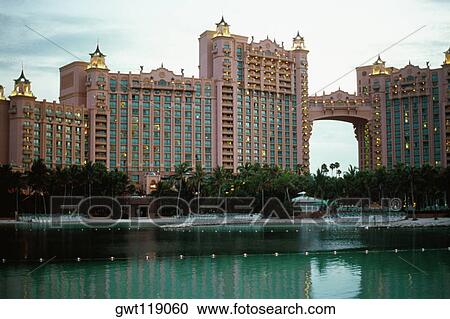 Stock Image - Spectacular view of Atlantis Resort, Paradise Island, Nassau, Bahamas. Fotosearch