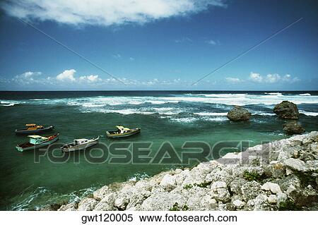 Boats floating near a seashore, Barbados View Large Photo Image Stock Photography - Boats floating near a seashore, Barbados. Fotosearch