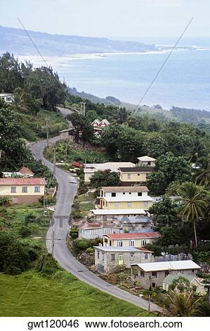 High angle view of a road amid the houses along the East Coast of Barbados, Caribbean View Large Photo Image Stock Photograph - High angle view of a road amid the houses along the East Coast of Barbados, Caribbean. Fotosearch