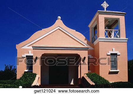 Front view of a house, Bermuda View Large Photo Image Picture - Front view of a house, Bermuda. Fotosearch