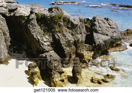 High angle view of a couple amid the rocks, Atwood bay beach, Bermuda View Large Photo Image Stock Photography - High angle view of a couple amid the rocks, Atwood bay beach, Bermuda. Fotosearch