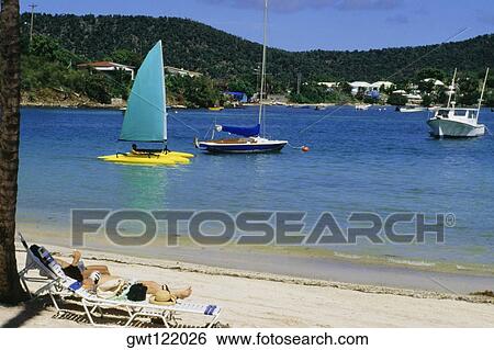 Side view of sailboats from a beach, St. John, Virgin Islands View Large Photo Image Stock Photograph - Side view of sailboats from a beach, St. John, Virgin Islands. Fotosearch
