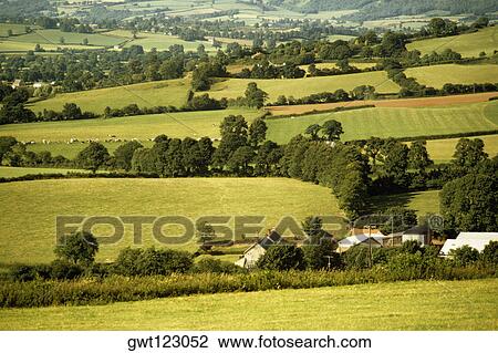 Aerial view of a countryside in Western, England View Large Photo Image Stock Image - Aerial view of a countryside in Western, England. Fotosearch