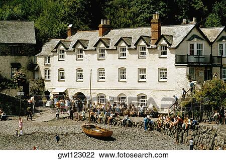 Gathering of people outside Clovelly in England View Large Photo Image Stock Image - Gathering of people outside Clovelly in England. Fotosearch