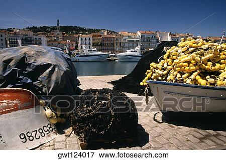 Close up of a fishing gear on a wharf, Sete, France View Large Photo Image Stock Photo - Close up of a fishing gear on a wharf, Sete, France. Fotosearch