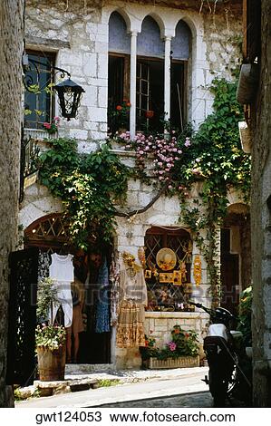 Side view of a local shop, St. Paul De Vence, France View Large Photo Image Stock Image - Side view of a local shop, St. Paul De Vence, France. Fotosearch