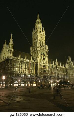 Building lit up at night, Munich Town Hall, Munich, Bavaria, Germany View Large Photo Image Stock Image - Building lit up at night, Munich Town Hall, Munich, Bavaria, Germany. Fotosearch