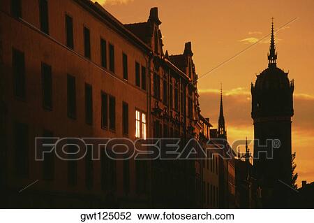 Castle and a church tower, Wittenburg, Germany View Large Photo Image Stock Image - Castle and a church tower, Wittenburg, Germany. Fotosearch