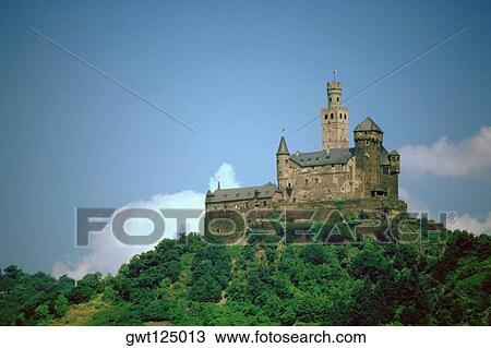 Castle overlooking a river, Marksburg Castle, Rhine River, Germany View Large Photo Image Stock Image - Castle overlooking a river, Marksburg Castle, Rhine River, Germany. Fotosearch