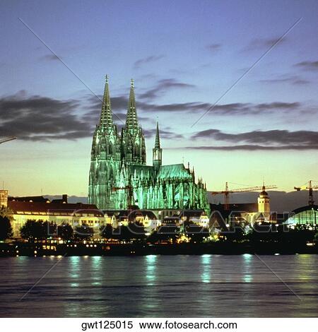 Cathedral lit up at dusk, Cologne Cathedral, Cologne, Germany View Large Photo Image Stock Photography - Cathedral lit up at dusk, Cologne Cathedral, Cologne, Germany. Fotosearch
