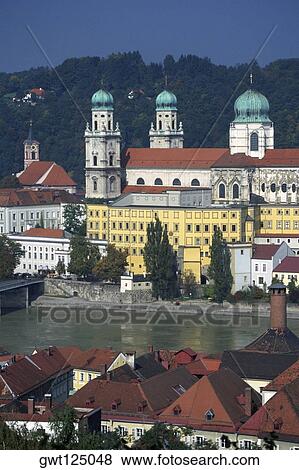 Church on the riverbank, Passau, Bavaria, Germany View Large Photo Image Stock Photo - Church on the riverbank, Passau, Bavaria, Germany. Fotosearch