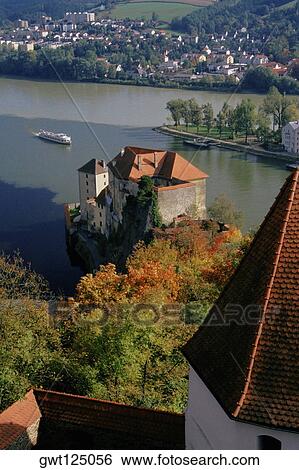 High angle view of a building at the waterfront, Passau, Germany View Large Photo Image Stock Photograph - High angle view of a building at the waterfront, Passau, Germany. Fotosearch