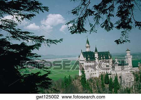Stock Image - High angle view of a castle, Neuschwanstein Castle, Bavaria, Germany. Fotosearch