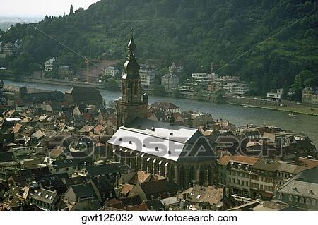 High angle view of buildings in a town, Heidelberg, Germany View Large Photo Image Stock Image - High angle view of buildings in a town, Heidelberg, Germany. Fotosearch