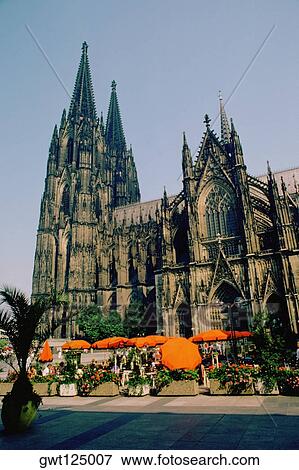 Sidewalk cafe in front of a cathedral, Cologne Cathedral, Cologne, Germany View Large Photo Image Stock Photo - Sidewalk cafe in front of a cathedral, Cologne Cathedral, Cologne, Germany. Fotosearch