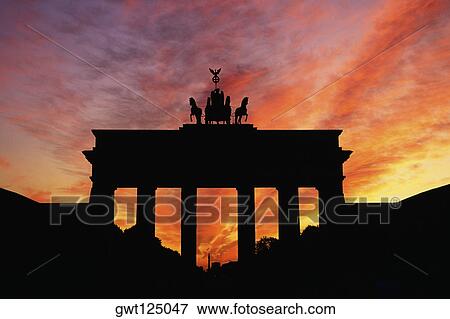 Silhouette of a building at dusk, Quadriga Statue, Brandenburg Gate, Berlin, Germany View Large Photo Image Stock Photo - Silhouette of a building at dusk, Quadriga Statue, Brandenburg Gate, Berlin, Germany. Fotosearch