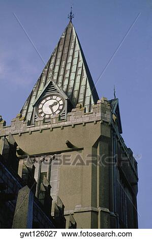 Low angle view of a clock tower, Galway City, Republic of Ireland View Large Photo Image Stock Photo - Low angle view of a clock tower, Galway City, Republic of Ireland. Fotosearch