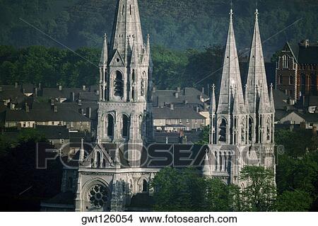 Spires of a cathedral, St. Finbarr's Cathedral, Cork, Republic of Ireland View Large Photo Image Picture - Spires of a cathedral, St. Finbarr's Cathedral, Cork, Republic of Ireland. Fotosearch